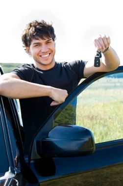 Young Man with First Car